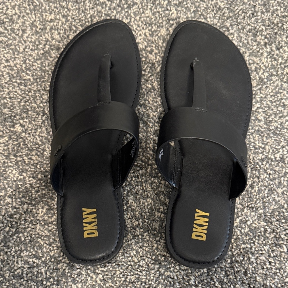 DKNY Black T-Strap Sandals